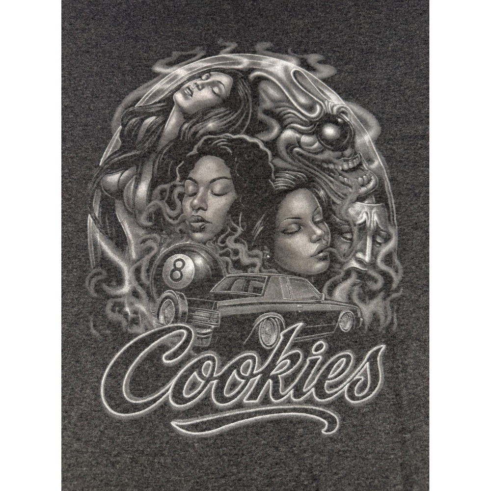 Cookies SF Mens Graphic T-Shirt 2XL Charcoal Grey Lowrider 8-Ball Streetwear Tee